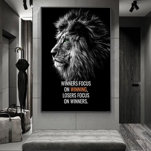 Inspirational Quotes Wild Animal Tiger Lion Posters and Print Canvas Paintings Wall Art for Living Room Home Decoration Painting