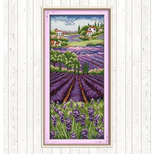 Lavender Champaign Embroidery Kits Needlework Embroidery Patterns 14ct 11ct Count Print Canvas DIY Crafts Cross Stitch Package
