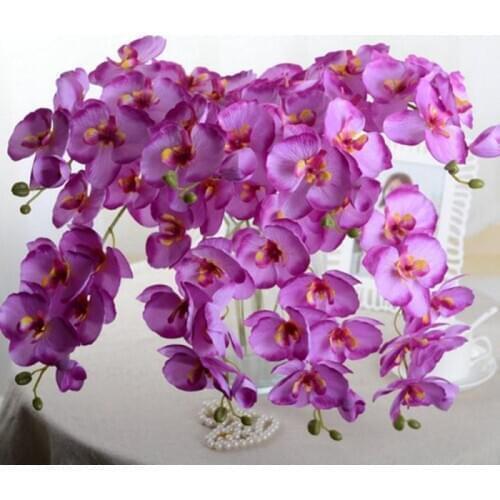 Upscale Phalaenopsis Artificial Flowers DIY Artificial Butterfly Orchid Silk Flower Bouquet Wedding Home Decoration 100pcs Cheap