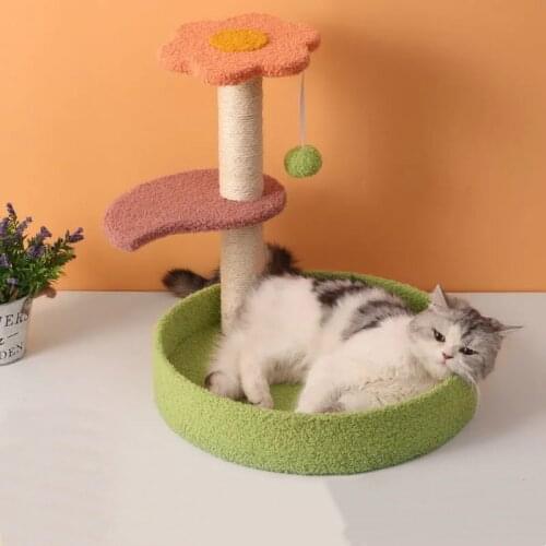 Funny Scratching Post Climbing Tree Toy with Feeding Bowl Cat Condos with Sisal Poles Tower Board Cat Toys Climbing Tree