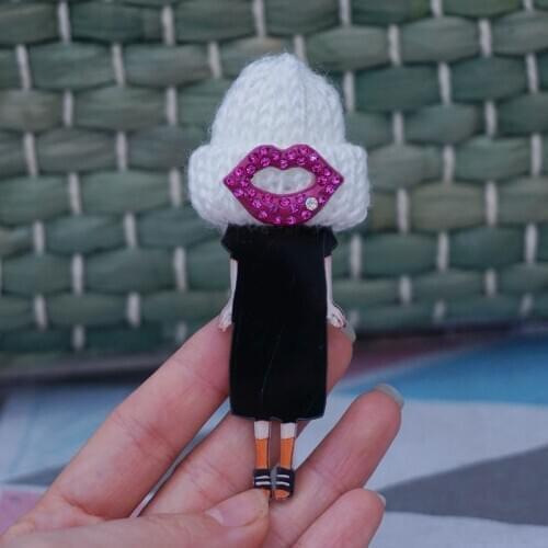 Woman lady cute wool hat brooch handmade badges pins brooch pins clothing accessories