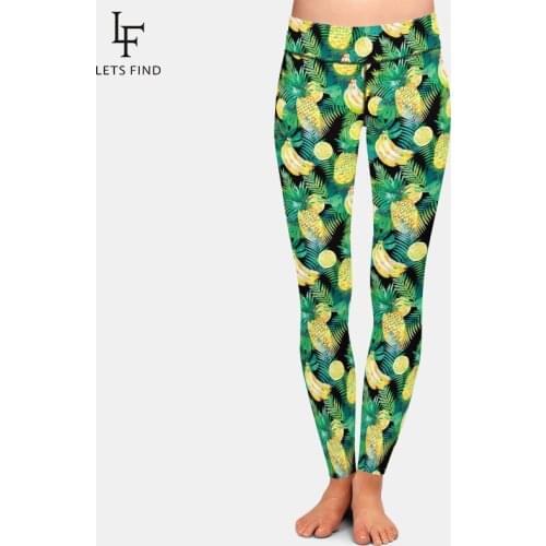 LETSFIND New Design 3D Fruits Print Banana Pineapple and Lemon Women Leggings High Waist Fashion Comfortable Plus Size Leggings