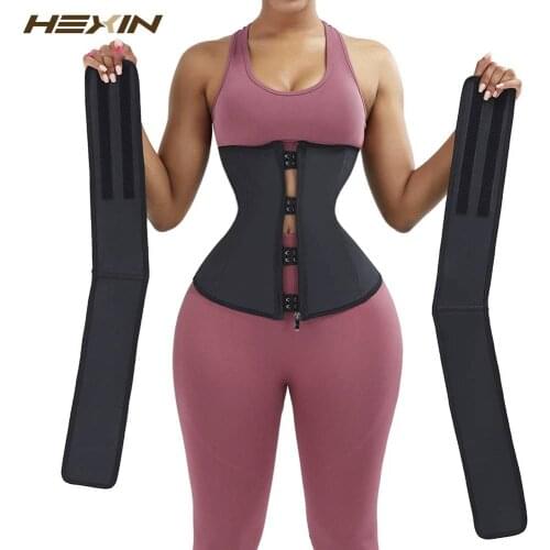 Women Latex Removable Double Starps Waist Trainer Trimmer Belt Body Shaper Cincher Slimming Belt High Compression Abdomen Belt