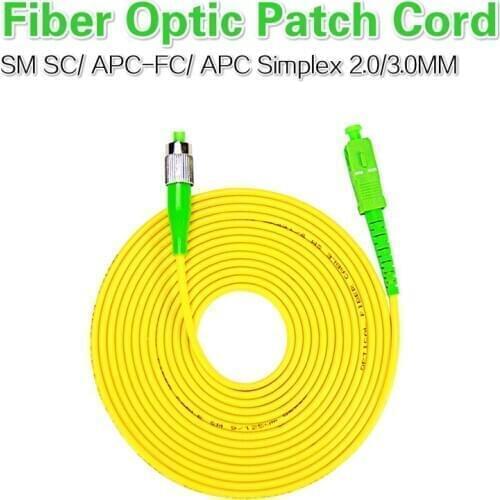 10PCS /bag SC/ APC-FC/ APC Simplex mode fiber optic patch cord 2.0mm / 3.0mm FTTH fiber optic Jumper Cable free shipping