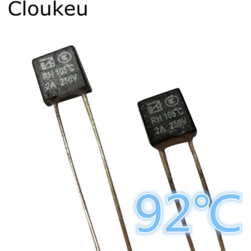 10Pcs RH 92C 2A250V Temperature fuse 92 Centigrade