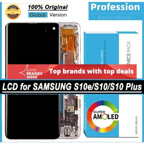 100% Original Super AMOLED Display for Samsung Galaxy S10 S10e S10 Plus S10+ LCD Touch Screen Digitizer Assembly + Service Pack