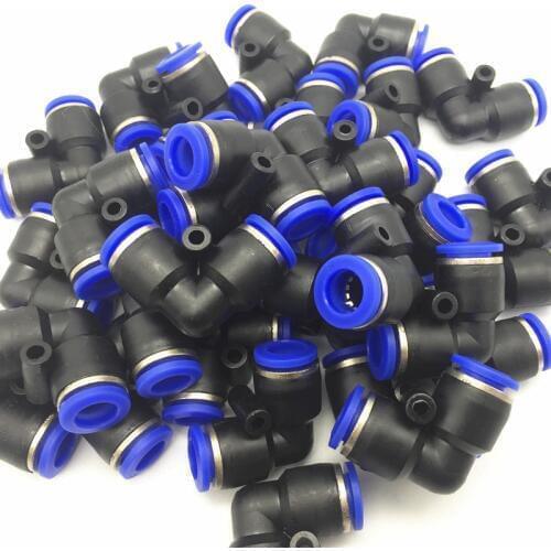 100pcs/pack PV Pneumatic fittings L type 2-way elbow connector for 4mm 6mm 8mm 10mm 12mm tube