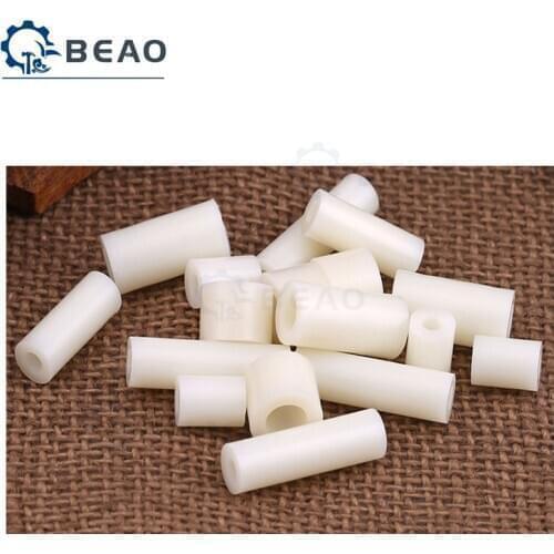 100Pcs M3 M4 M5 M6 M8 White Nylon Non-Threaded Spacer ABS Round Hollow Standoff Round Washer OD7mm-14mm PCB Board Screw Bolt