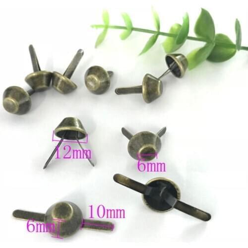 20pcs/lot 12mm Metal Crafts Purse Feet Studs Rivets Pierced For Purse Handbag Punk Rock Rivets Bag Leather DIY Accessories