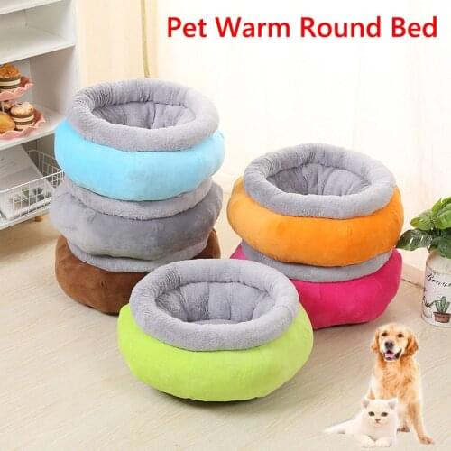 2020 Pet Dog Bed Long Plush Super Soft Pet Bed Kennel Round Dog Soft Fleece Nest cat Baskets Mat Autumn Winter Waterproof Kennel