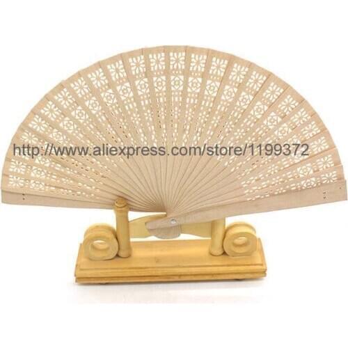 500pcs Chinese wood Folding Hand Fan Wedding Party openwork Vintage Gift PERFUME SMELL Fragrance Wood