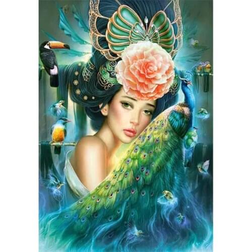5d square Round Full Diamond Painting Kits beauty&peacock Diamond mosaic bird fairy DIY Diamonds Embroidery new arrival BY1397