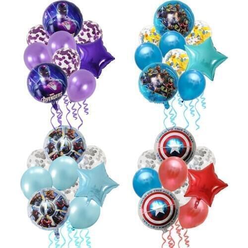 9PCS Spider-man Iron man Captain America Superhero Balloons Foil Birthday Party Decorations Kids Toys The Latex Conffetti Globos