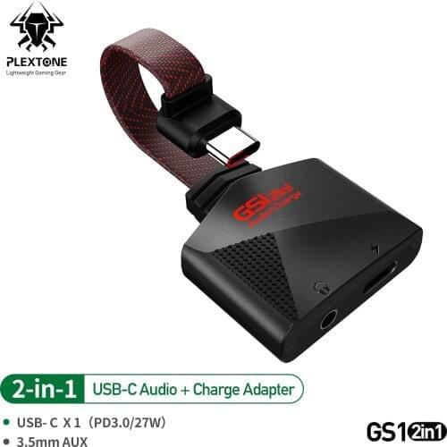 PLEXTONE GS1 USB C to 3.5mm Headphone Jack Adapter 2-in-1 Fast Charging Port for iPad Pro 2020/2018/Galaxy