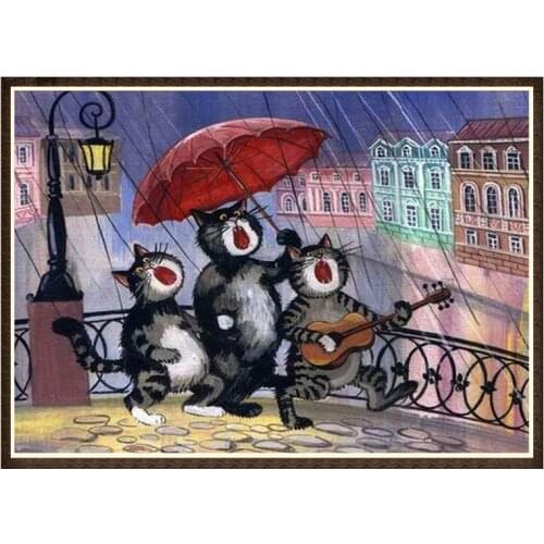 Funny Cat 5D Diy Diamond Painting Round Drill Animal Diamond Rhinestone Embroidery Cross Stitch Mosaic Home Decor Handicrafts