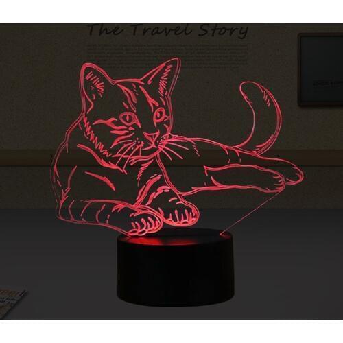 BDBQBL Lovely 3D Cat LED Night Lamp 3D Illusion Creative Holiday Night Light USB Remote Touch Desk For Bedroom Study Night Lamp