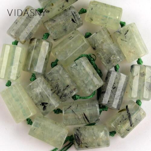 11x15mm 21pcs Natural Cylinde Shape Faceted Prehnites Beads For Jewelry Making Charm Loose Stone Beads DIY Bracelet Necklace 15"