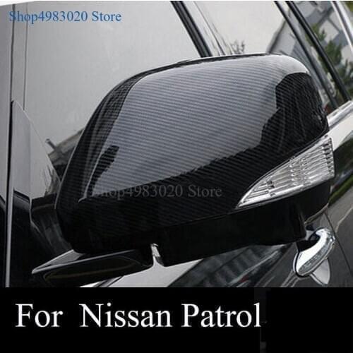 Carbon Fiber Car Styling Rear View Side Mirror Cover Case Shell Trims Fit For Nissan Patrol Y62 2013-2018 External Accessories