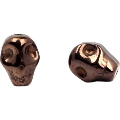 Natural Stone Black Hematite Beads Metal Plating Color Skull Head 10MM 10pcs DIY Necklace Bra