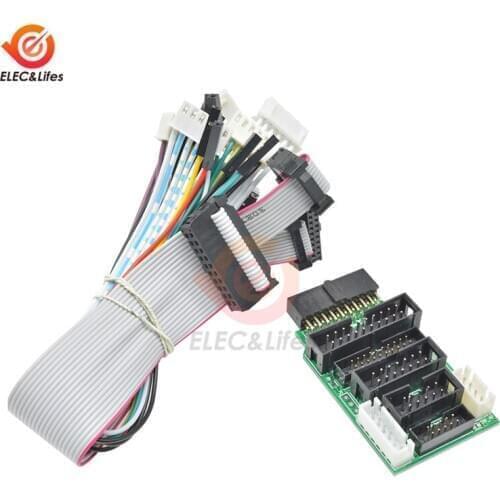 Emulator V8 JTAG Adapter Converter for J-Link with 8PCS Grey Flat Ribbon Data Cable 4 Pin 6 Pin 10 Pin 20 Pin Dupont Wire