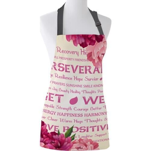 Flower Text Red Yellow Print Apron Print Unisex Kitchen Bib with Adjustable Neck for Cooking Gardening