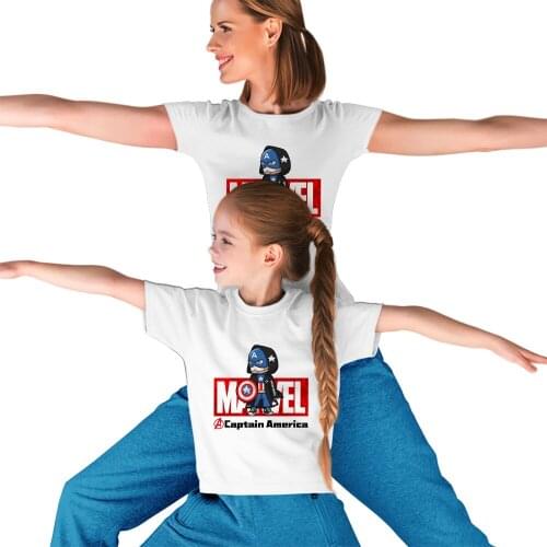 Baby Boy Tshirt Children Girl Clothes Cartoon Captain America Print Woman T-shirt Fashion Loose Street Brothers and Sisters Tee