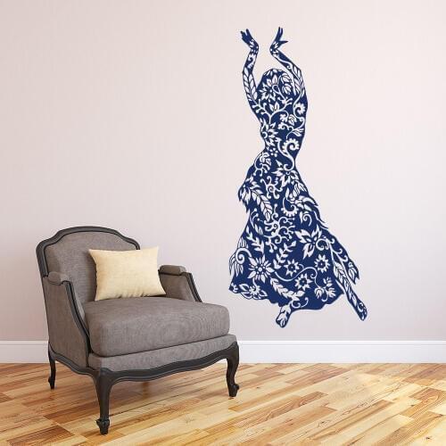Graceful Dancer Wall Decal National dance Woman Fashion Houseware Stickers Dance Studio Removable Vinyl Belly Dancing Art SYY397