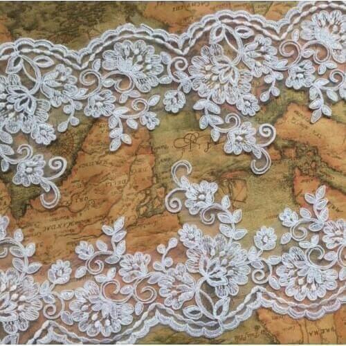 3Yards/pack Refined Luxury with Continental Car Bone Sequined Lace Wedding Dress Accessories Lace Trim RS907