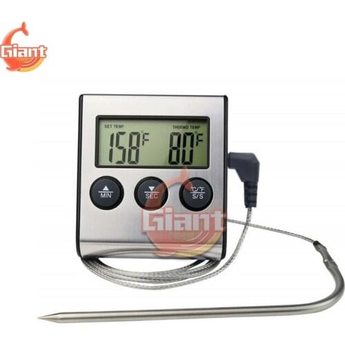Mini Digital Food Kitchen Oven Thermometer Timer Probe Food Thermometer Grill For BBQ Grill Meat Timer Temperature Manually Set