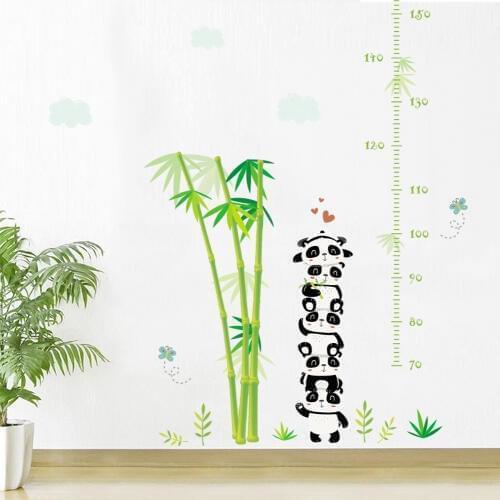 Cartoon Panda Bamboo Measure Height Gauge Stickers Wall Stickers Kindergarten Kids Room Decor Children Height Ruler Stadiometer