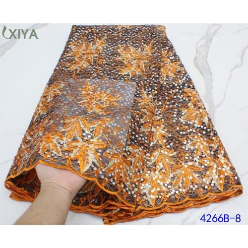 Nigeria Mesh Net Lace Fabric with Sequins African Lace Fabric High Quality Sequence Lace Fabric for Wedding Party APW4266B