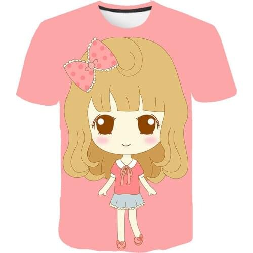 2021 New Summer Fashion Short-sleeved 3D Printed Girls Cartoon T-Shirt Children Casual clothing Cool Tops and Tee