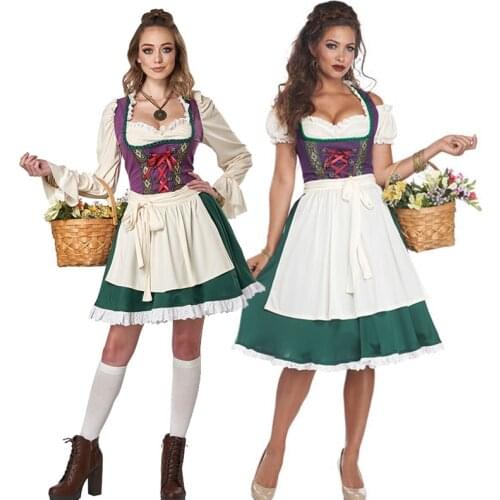 NEW Carnival Dirndl Oktoberfest Costume Bavarian Traditional Fraulein Clubs Waitress Cosplay Halloween Fancy Party Dress