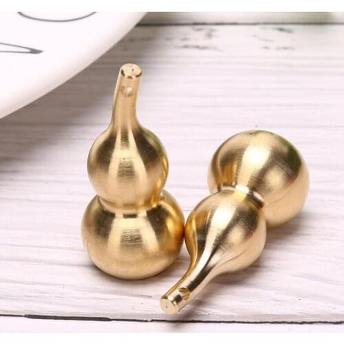 New Chinese Fengshui Copper Small Bronze Bottle Gourd Hollow Calabash Cucurbit Pendant Mini Ornament For Home Decoration