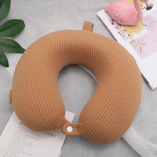 Monochrome Knitted Velvet Neck Pillow Solid Color U-Shape Pillow Memory Foam s Soft Slow Rebound Car Plane Travel подушка