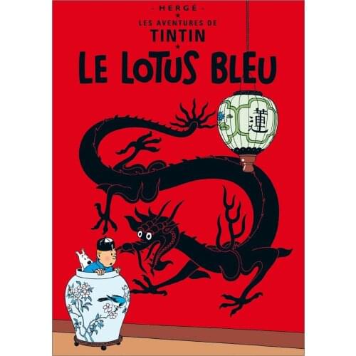 Tin Tin Le Lotus Bleu Vintage Art Film Print Silk Poster Home Wall Decor 24x36inch