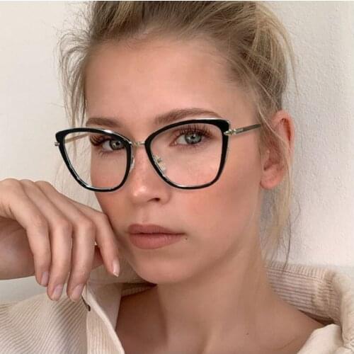 Plastic Titanium Anti Blue Light Optical Glasses Frames Cat Eye Women TR90 Fashion Computer Eyeglasses 50082