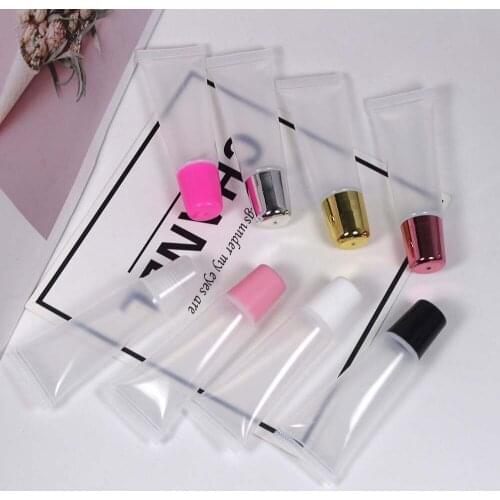 Private Label Empty Lip Gloss Plastic Squeeze Hose Cosmetic Packaging DIY Handmade Foundation Lip Glaze Oil Container Tube 10ml