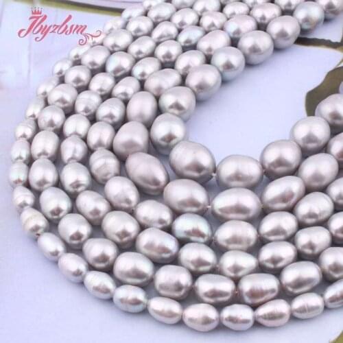 5-6,7-8,8-9mm Oval Gray Freshwater Pearl Loose Beads Natural Stone Beads For DIY Necklace Bracelets Jewelry Making Strand 15"