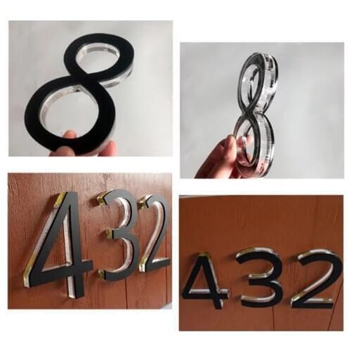 Transparent Crystal Acrylic Modern Black Home Apartment Number Outdoor Stainless Steel Figures Numbers