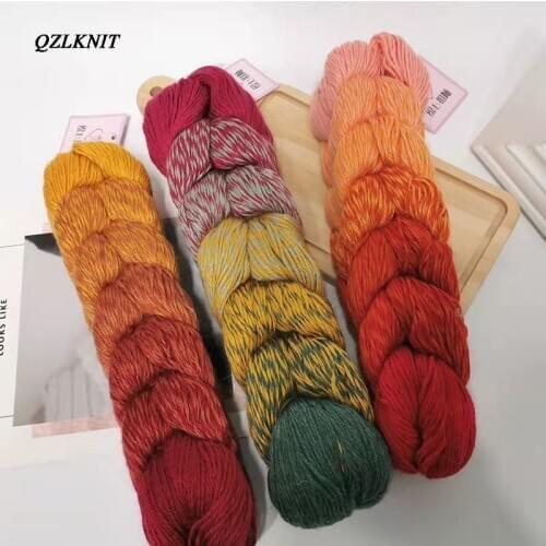 QZLKNIT 200g spring/autumn 50% wool blended yarn Hand knitted Fancy wool Yarn Gradient Color fine yarn Crochet shawl blanket