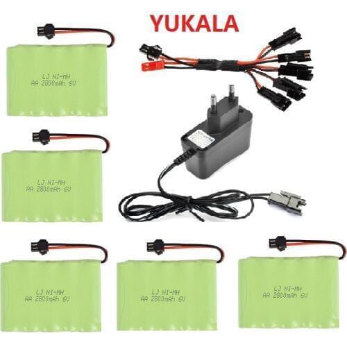 YUKALA RC Truck RC car RC tank RC boat 6V 2800mAh Ni-MH rechargeable AA battery SM/JST/TAMIYA