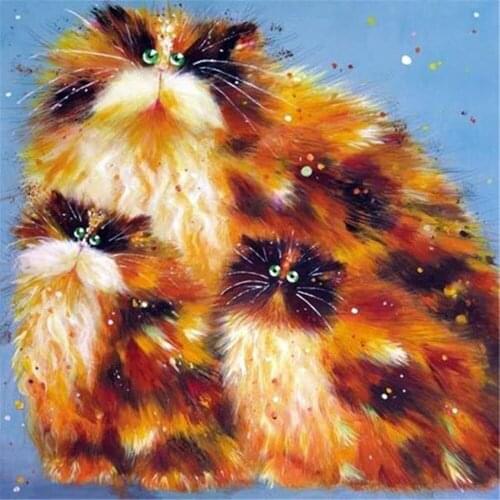 Cartoon Cat DIY 11CT Embroidery Cross Stitch Kits Craft Needlework Set Cotton Thread Printed Canvas Home Dropshipping