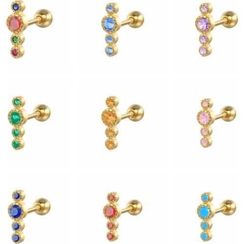 CANNER Stud Earrings 925 Sterling Silver Small Geometric Long Zircon Spiral Cartilage Earrings For Women 2021 Fashion Piercing