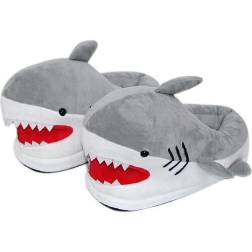 Cartoon Shark Cotton Slippers Winter New Womens Cactus Furry Plush Slides Lovely Home Indoor Fluffy Sandals Shoes
