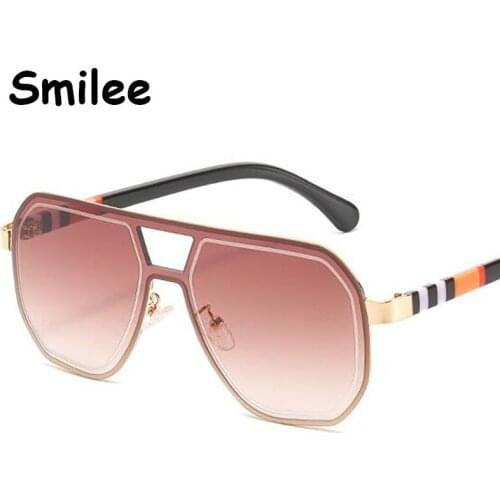 Brand Designer Rimless Sunglasses Women 2021 Trendy Summer Pilot Sun Glasses Striped Decoration Oversized Shades Men Eyewear