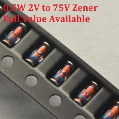 Free Ship 200PCS 1/2W Zener diode ZMM ZMM/9V1/10V/11V/12V/13V/15V/16V/18V/20V/22V/24V/27V/30V/33V/36V/39V 9.1V LL34 0.5W smd