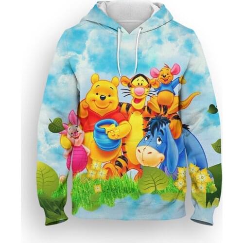 Winnie The Pooh Sweatshirt Male Hoody Fashion Spring Cartoon Anime Children Hoodies Disney 3D Print Men Women Tracksuit