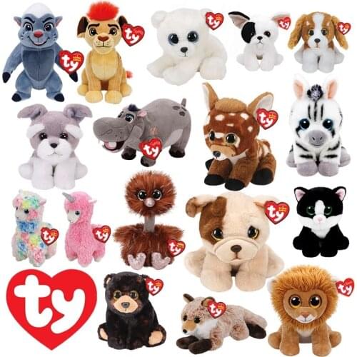 Ty Big Eyed Cat Dog Panda Tiger Penguin Monkey Leopard Lion Raccoon Plush Kids Stuffed Animal Soft Toys Birthday Gift 15CM/25CM