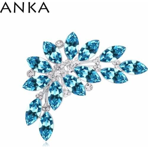 ANKA Feather Crystal Brooch Pin New Rhodium Plated Jewelry Gift For Women Main Stone Crystals from Austria #112806